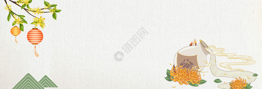 桂花蜂蜜桂花灯笼中秋节设计图片