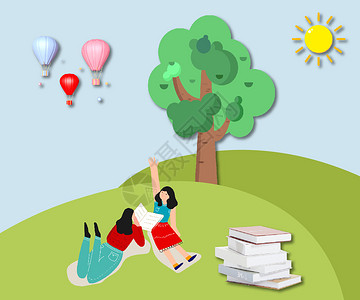 扁平化树叶郊外亲子教育设计图片