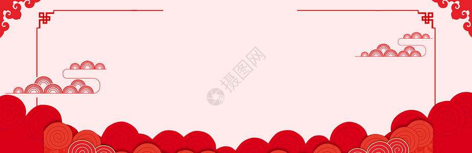 中国风手绘玉兰花喜庆中国风背景banner设计图片