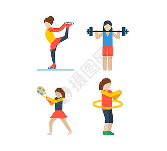 运动女性羽毛球健身人物插画