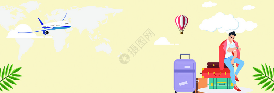 卡通国庆海报旅游背景设计图片