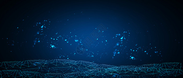 蓝色网络安全宣传展板蓝色背景粒子科技设计图片