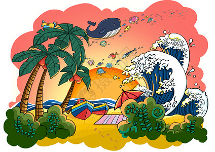 马来西亚半岛梦幻海洋畅想季插画