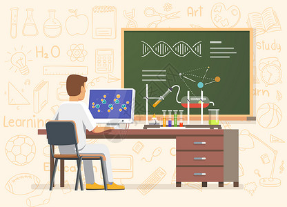 分子诊断学习做实验插画