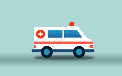 红十字背景医疗救护车插画