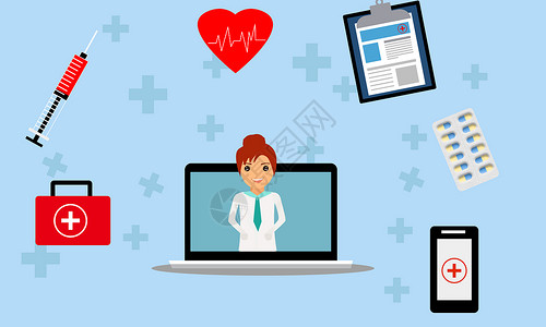 医疗电子电子网络医疗平台服务插画