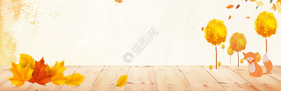 滑板车狐狸秋季背景设计图片