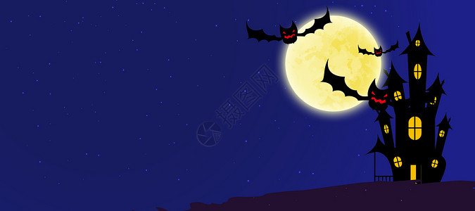 万圣节月夜蝙蝠高清图片