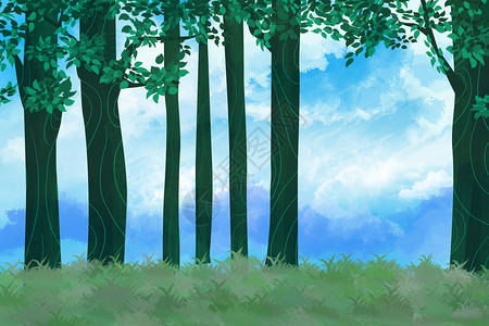 灌木丛树林自然风景插画插画