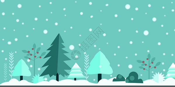 冬日雪景插画图片