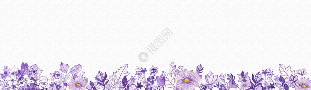 紫色水彩花朵水彩手绘花卉背景插画