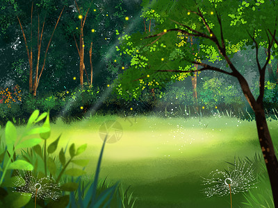 蒲公英手绘唯美森林设计图片