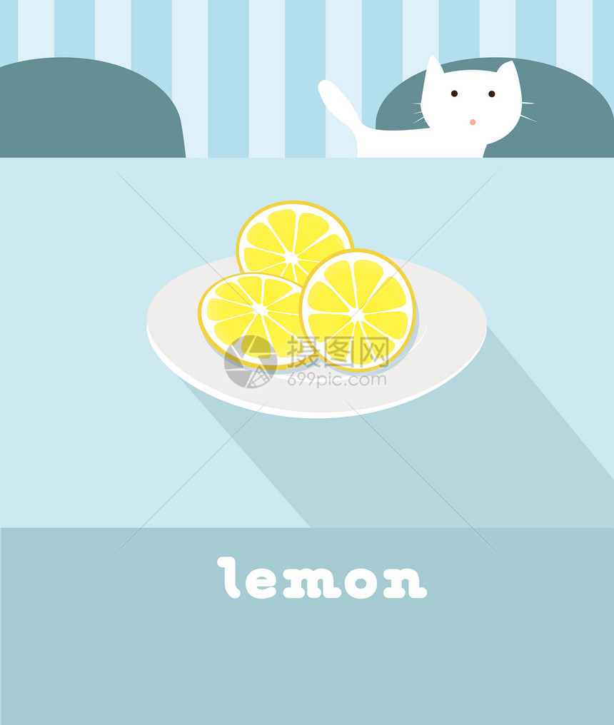 猫咪与柠檬屏保图片