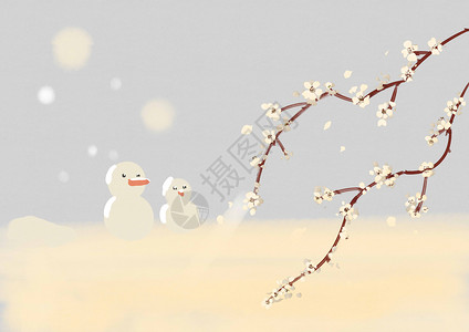冬至下雪插画背景图片