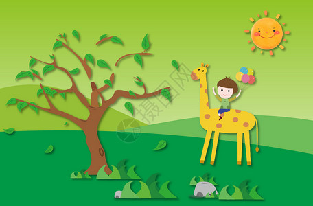 牛狗野餐模式童趣风景设计图片