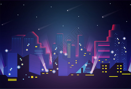 城市夜景背景插画图片
