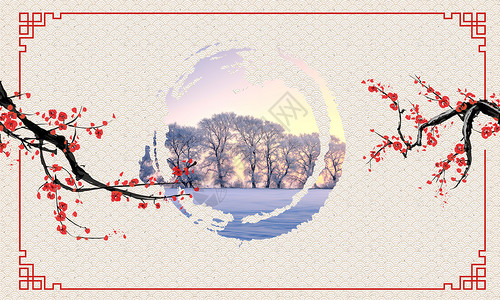 雪花组合元素中国风冬天设计图片