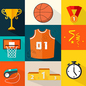 篮球和球框体育文具插画
