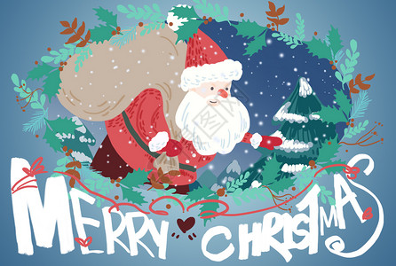 圣诞节插画条袋花环犀鸟高清图片