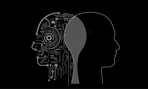 电路板创意人脑与人工智能的结合插画