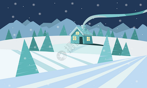 雪地卡通雪景背景设计图片