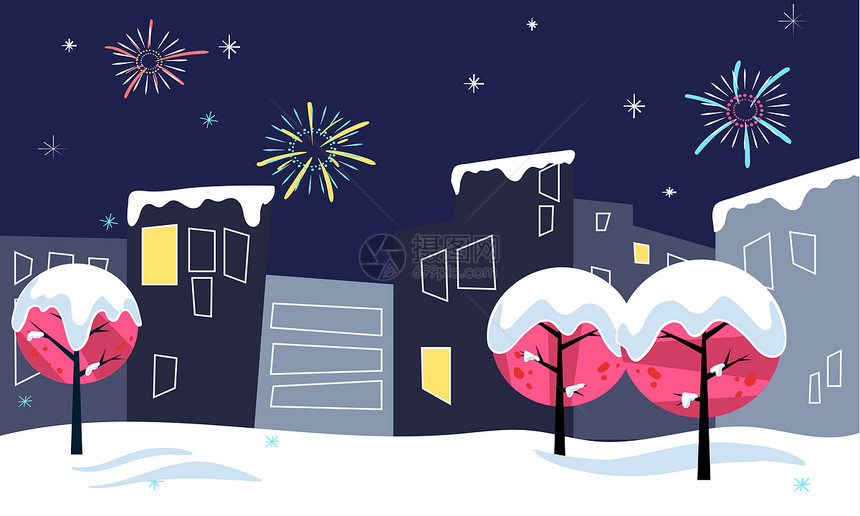 冬季街景插画图片