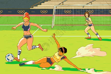 女子足球足球比赛插画插画