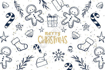 圣诞快乐素材圣诞手绘背景设计图片