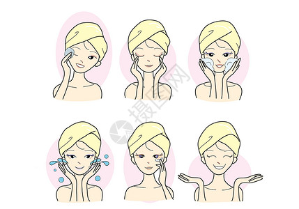 女性美容仪按摩美容美容插画