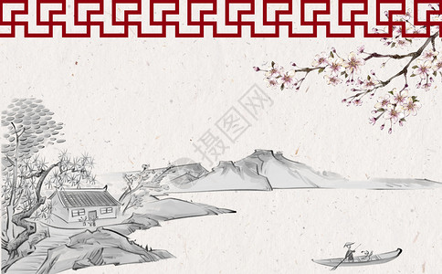 古代窗框中国风背景设计图片
