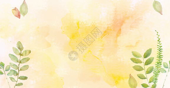 树叶黄色水彩树叶清新背景设计图片
