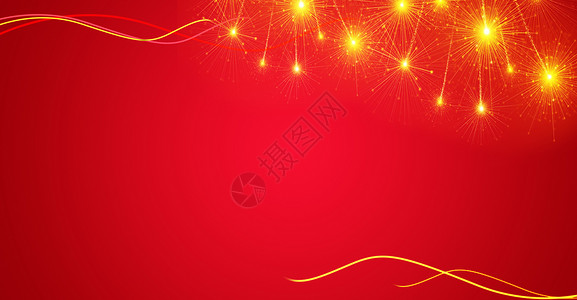 黄色闪耀曲线红色喜庆节日背景设计图片
