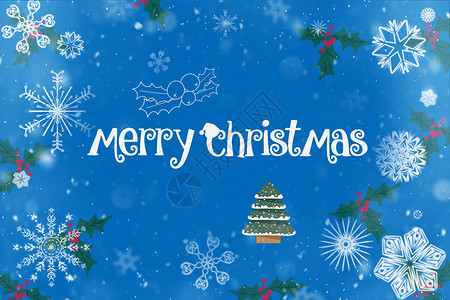 蓝色艺术字圣诞节背景设计图片