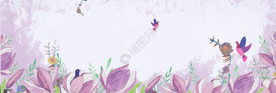 紫色仿真花花束清新唯美花背景设计图片