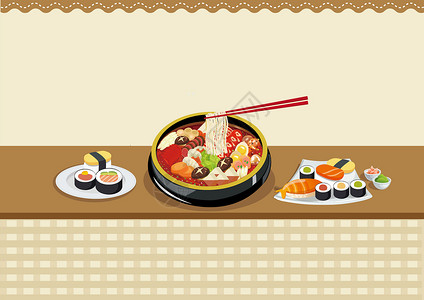火锅寿司背景图片