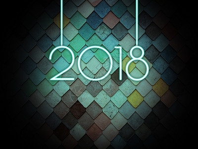 年份字体2018创意荧光字体设计图片