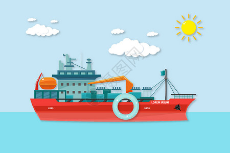 货物矢量运输船设计图片