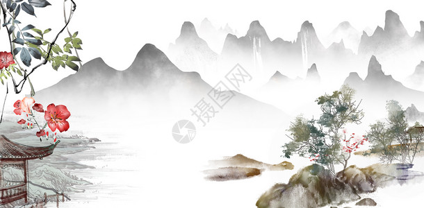 古人吃饭中国风背景设计图片