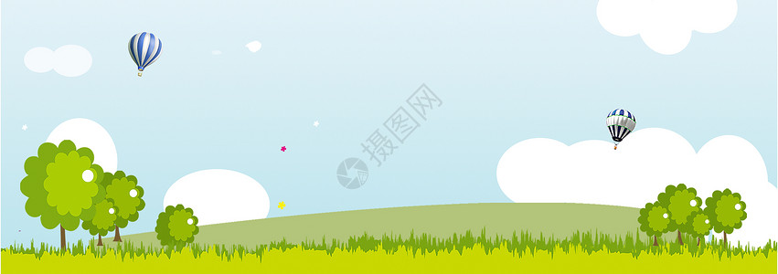 热气球表演可爱卡通背景设计图片