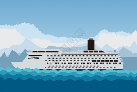 游轮插画海上货轮运输设计图片