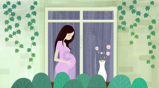 影棚怀孕的孕妈妈插画