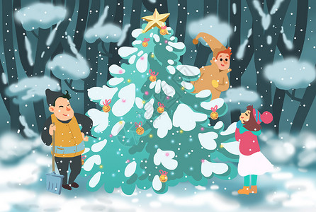 冬日圣诞节插画背景图片