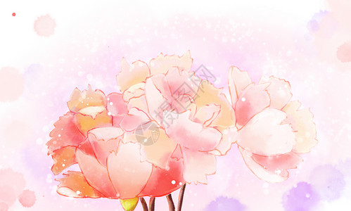 粉色柔色插图板中国风水彩唯美背景素材插画