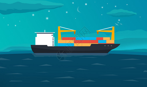 商业交通海上贸易运输船插画