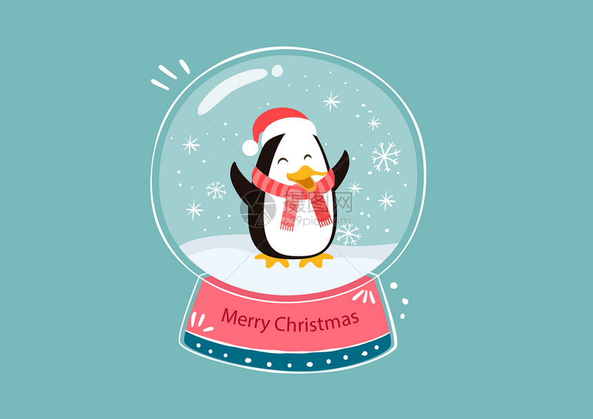 圣诞节许愿瓶里的企鹅图片