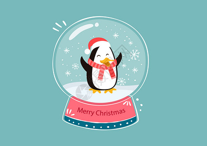 圣诞节许愿瓶里的企鹅背景图片