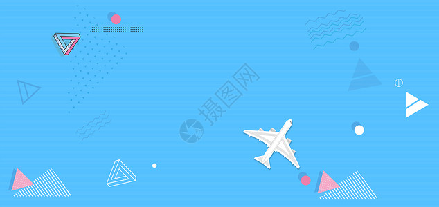 扁平飞机蓝色背景设计图片
