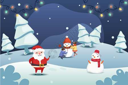 北极熊和企鹅圣诞party设计图片