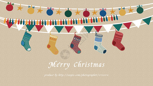 堆堆袜圣诞彩挂插画