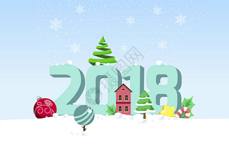 2018圣诞圣诞快乐插画